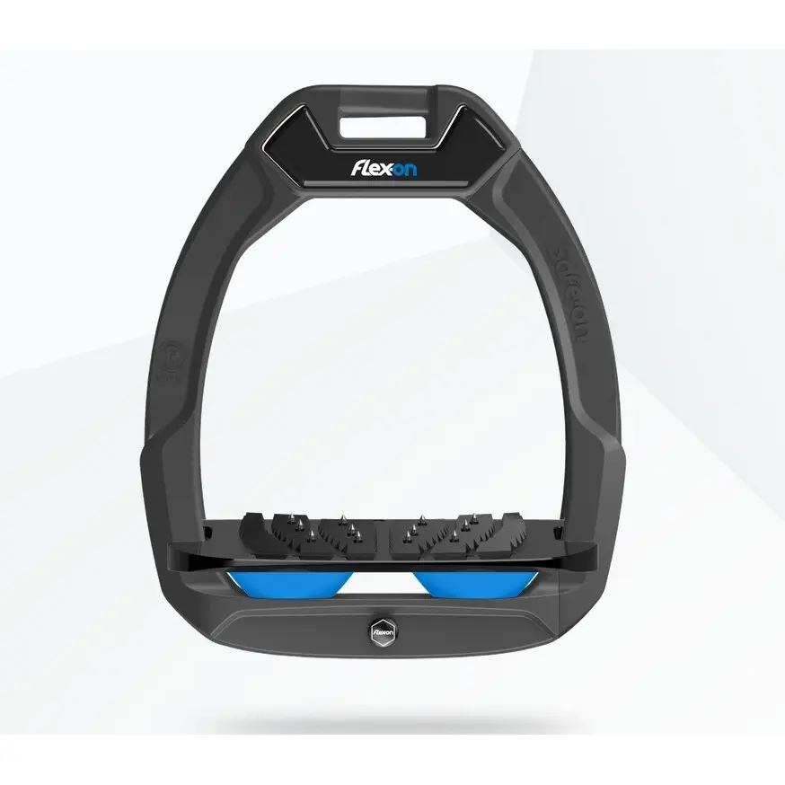 Sicherheitssteigbügel Reiten Neigung Ultra Grip Anthrazit/Schwarz/Blau Flex-On Safe-On