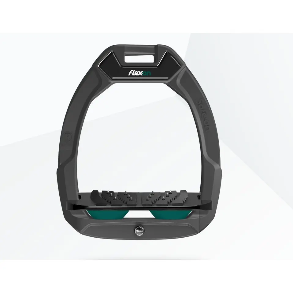 Étriers de sécurité d’équitation Incliné Ultra Grip Anthracite/Noir/Vert Flex-On Safe-On