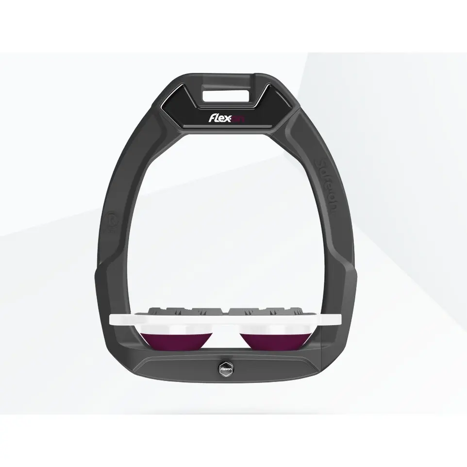 Meilleurs prix pour Étriers de sécurité d’équitation Plat Grip Anthracite/Blanc/Prune Flex-On Safe-On