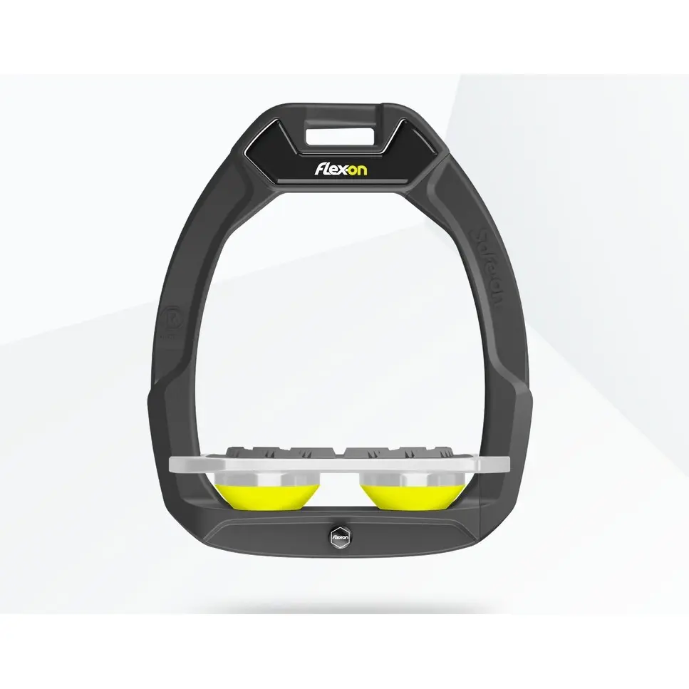 Sicherheitsreitsteigbügel Flach Grip Anthrazit/Grau/Gelb Flex-On Safe-On