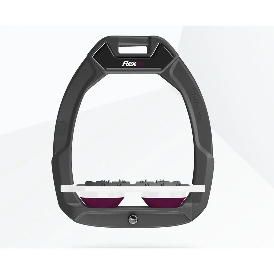 Meilleurs prix pour Étriers de sécurité d’équitation Plat Ultra Grip Anthracite/Blanc/Prune Flex-On Safe-On