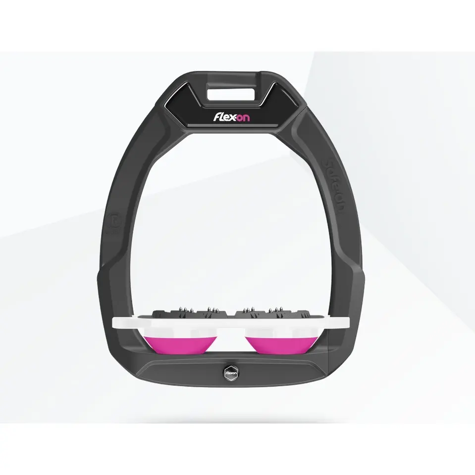 Sicherheitssteigbügel Flach Ultra Grip Anthrazit/Weiß/Rosa Flex-On Safe-On