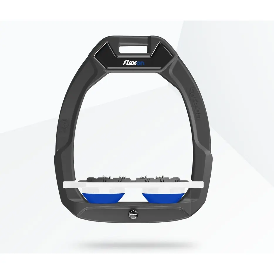 Étriers de sécurité d’équitation Plat Ultra Grip Anthracite/Blanc/Bleu Flex-On Safe-On