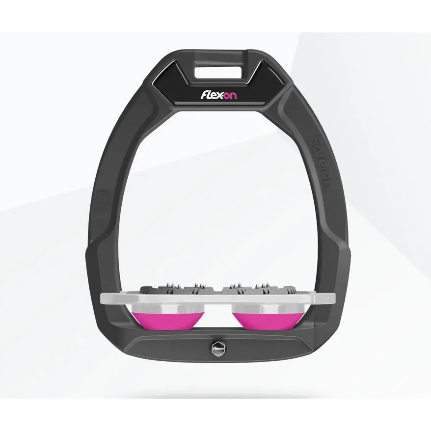 Sicherheitsreitsteigbügel Flach Ultra Grip Anthrazit/Grau/Rosa Flex-On Safe-On