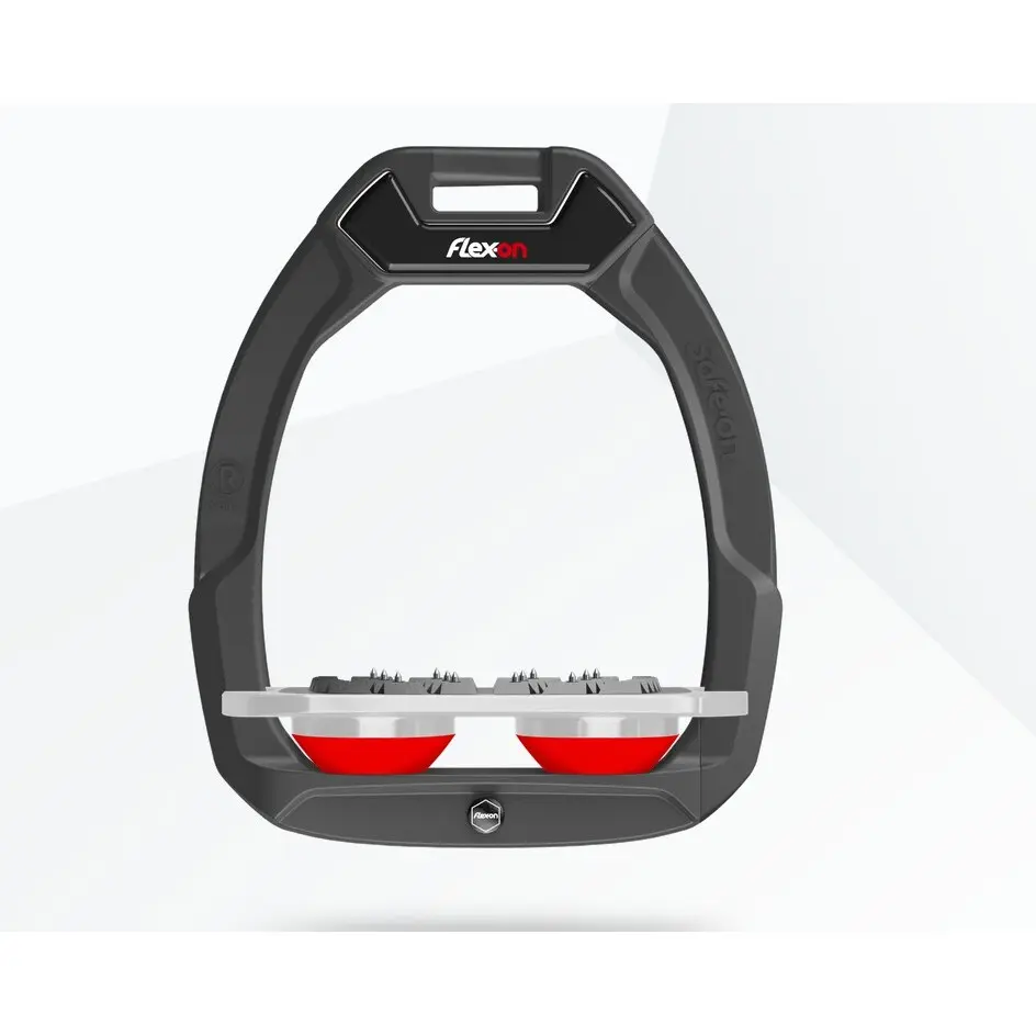 Sicherheitsreitsteigbügel Flat Ultra Grip Anthrazit/Grau/Rot Flex-On Safe-On