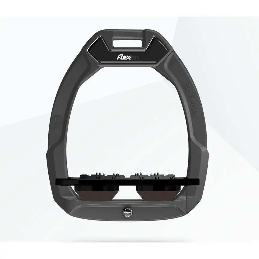 Comparer les prix de Étriers de sécurité d’équitation Plat Ultra Grip Anthracite/Noir/Marron Flex-On Safe-On