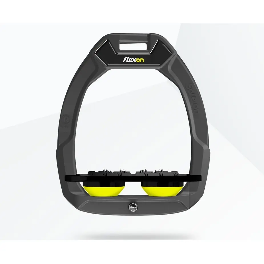 Sicherheitssteigbügel Flat Ultra Grip Anthrazit/Schwarz/Gelb Flex-On Safe-On
