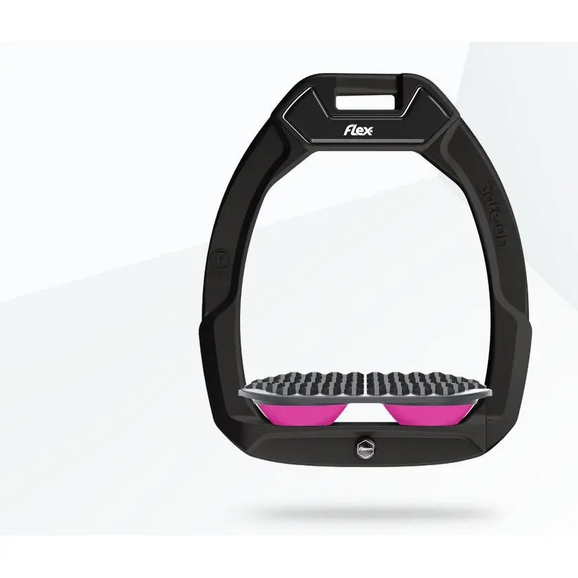 Reitsteig Sicherheitssteigbügel Endurance Schwarz/Grau/Rosa Flex-On Safe-On