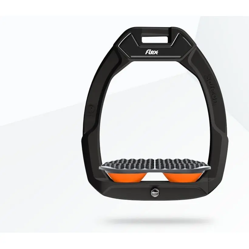 Sicherheitssteigbügel Reitsport Endurance Schwarz/Grau/Orange Flex-On Safe-On