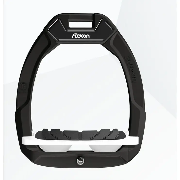 Sicherheitssteigbügel Reiten Winkel Grip Schwarz/Weiß/Weiß Flex-On Safe-On
