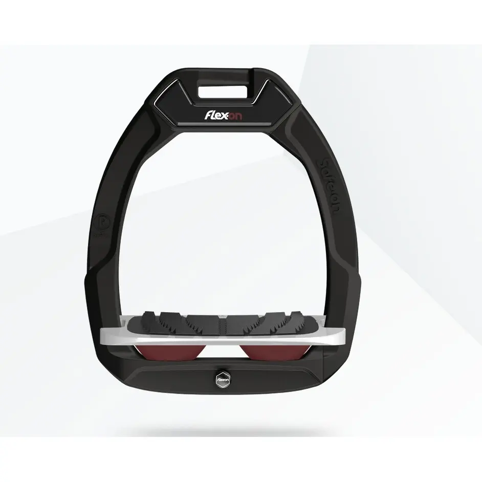 Comparer les prix de Étriers de sécurité d’équitation Incliné Grip Noir/Gris/Bordeaux Flex-On Safe-On