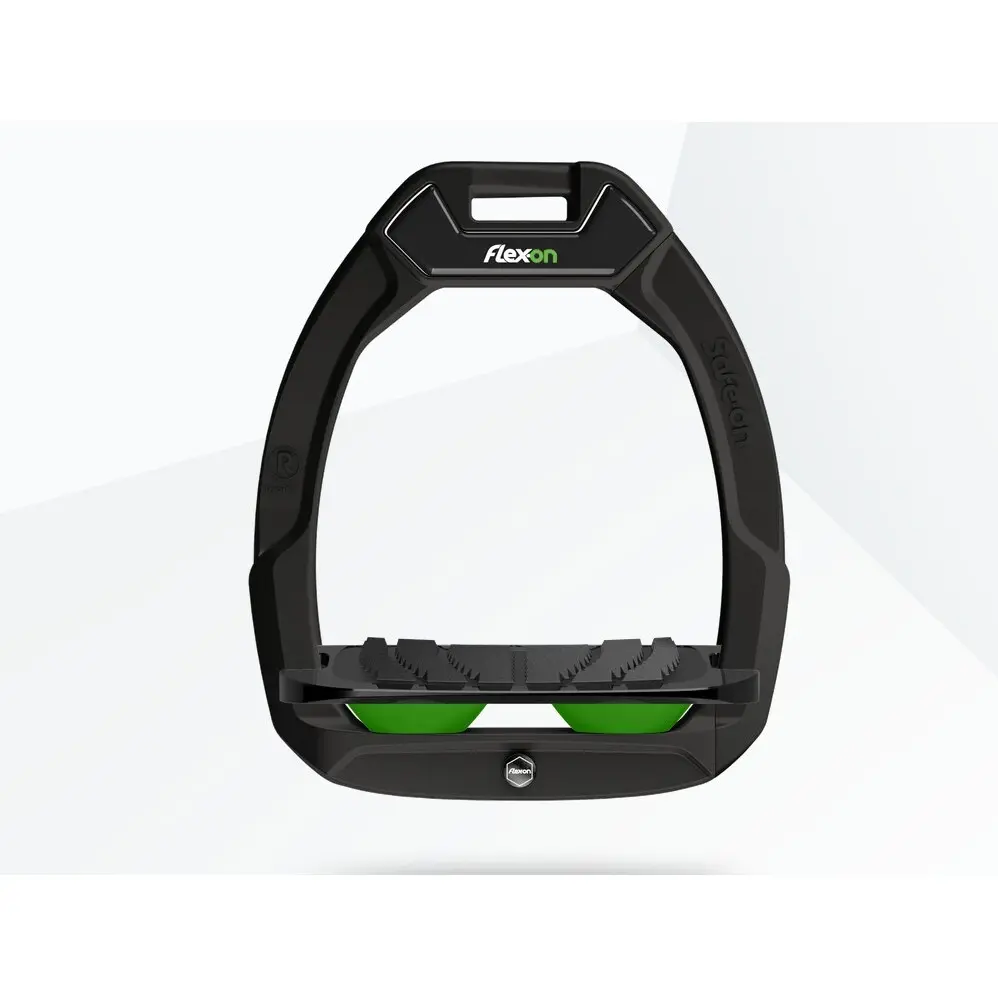 Sicherheitssteigbügel Reiten Neigung Grip Schwarz/Schwarz/Grün Flex-On Safe-On