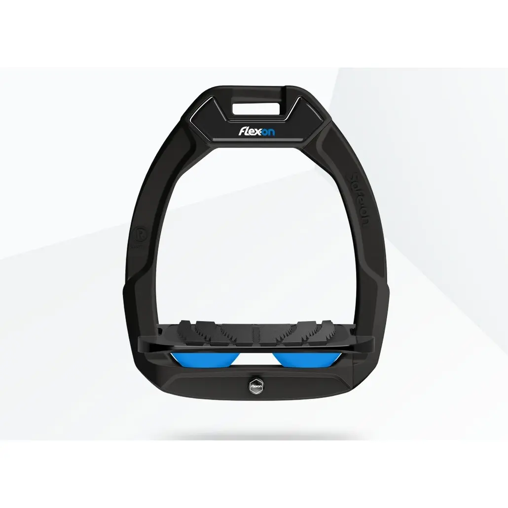 Sicherheitssteigbügel Reitern Neigung Grip Schwarz/Schwarz/Blau Flex-On Safe-On
