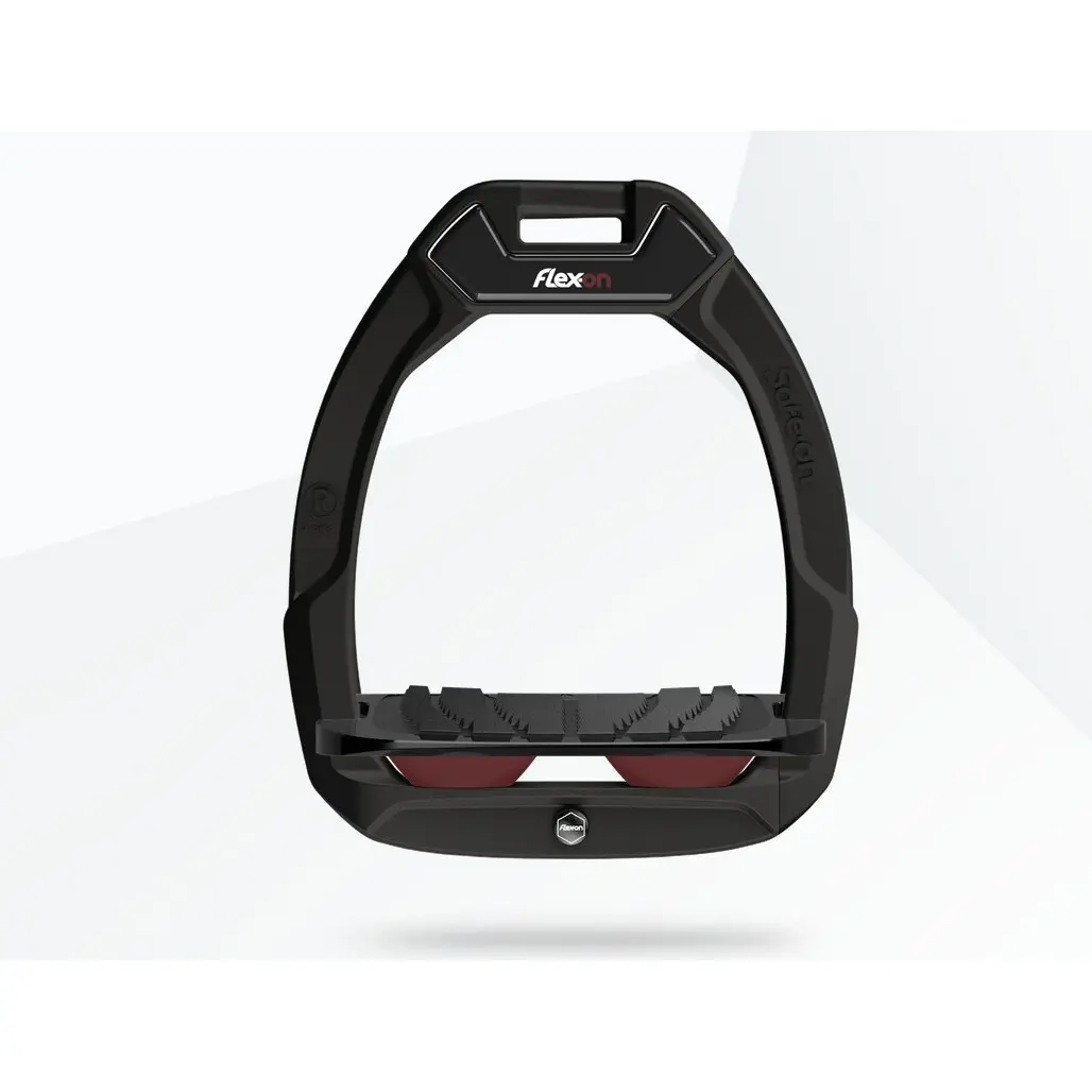 Sicherheitsreitsteigbügel Neigung Grip Schwarz/Schwarz/Bordeaux Flex-On Safe-On