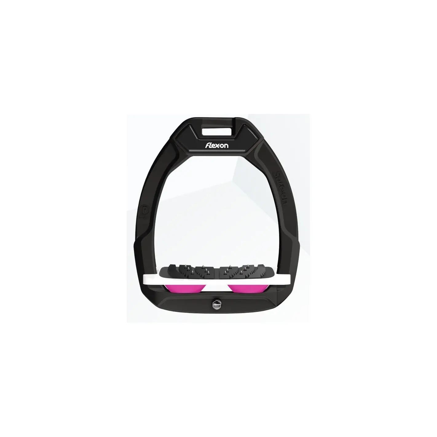 Sicherheitssteigbügel Reiten Neigung Ultra Grip Schwarz/Weiß/Rosa Flex-On Safe-On