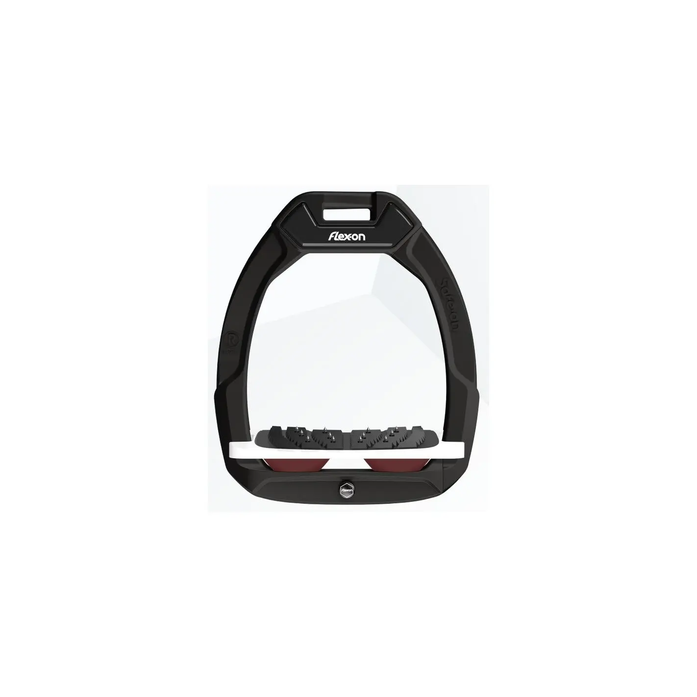 Sicherheitssteigbügel Reitsteigbügel Neigung Ultra Grip Schwarz/Weiß/Bordeaux Flex-On Safe-On