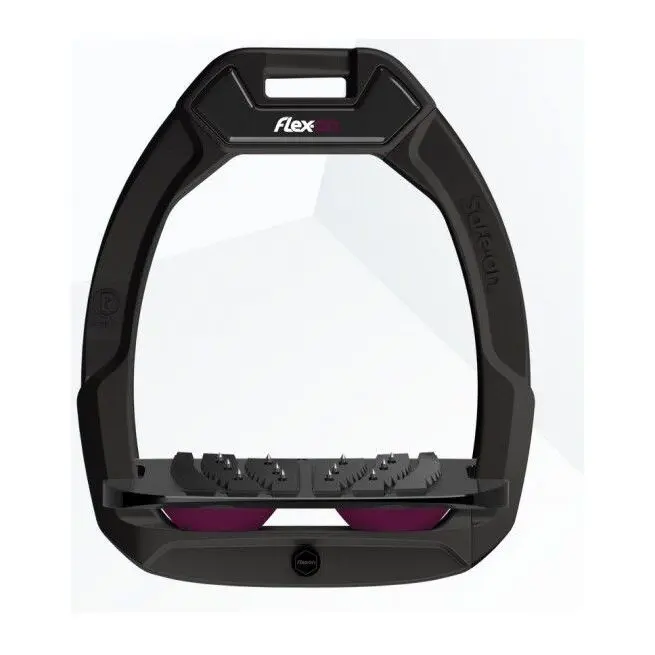 Sicherheitssteigbügel Reiten Geneigt Ultra Grip Schwarz/Schwarz/Pflaume Flex-On Safe-On
