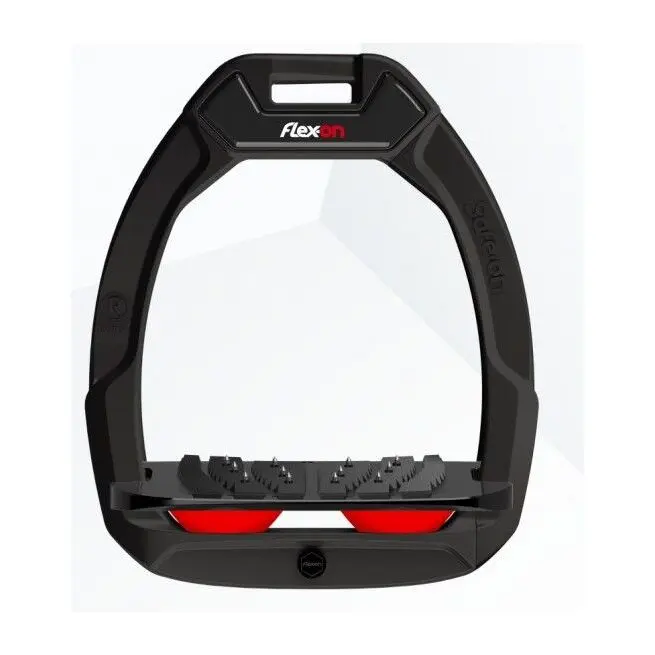 Sicherheitssteigbügel Reiten Schräg Ultra Grip Schwarz/Schwarz/Rot Flex-On Safe-On