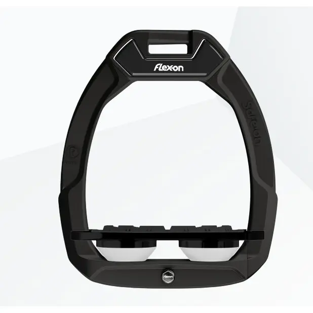 Sicherheitssteigbügel Flat Grip Schwarz/Schwarz/Weiß Flex-On Safe-On