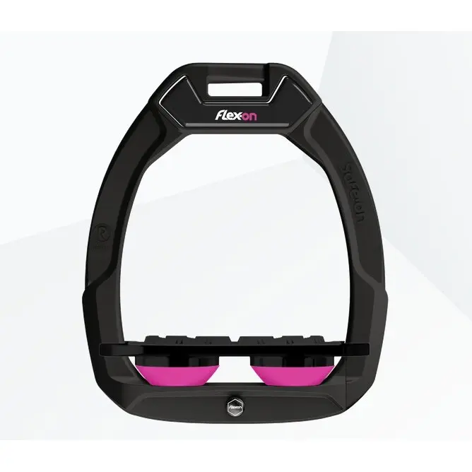 Comparer les prix de Étriers de sécurité d’équitation Plat Grip Noir/Noir/Rose Flex-On Safe-On
