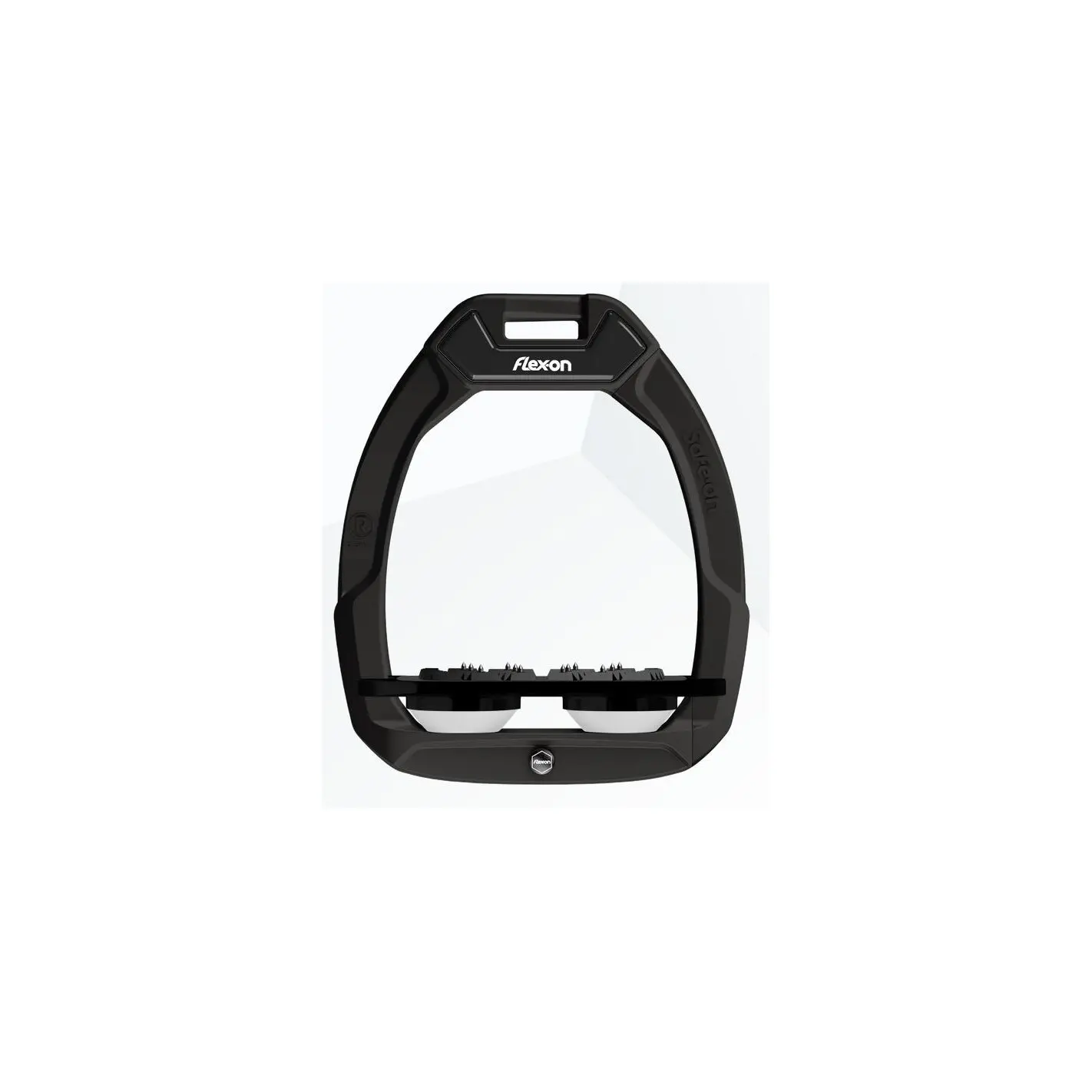 Sicherheitssteigbügel für Reiter flach Ultra Grip Schwarz/Schwarz/Weiß Flex-On Safe-On