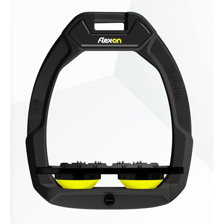 Comparer les prix de Étriers de sécurité d’équitation Plat Ultra Grip Noir/Noir/Jaune Flex-On Safe-On