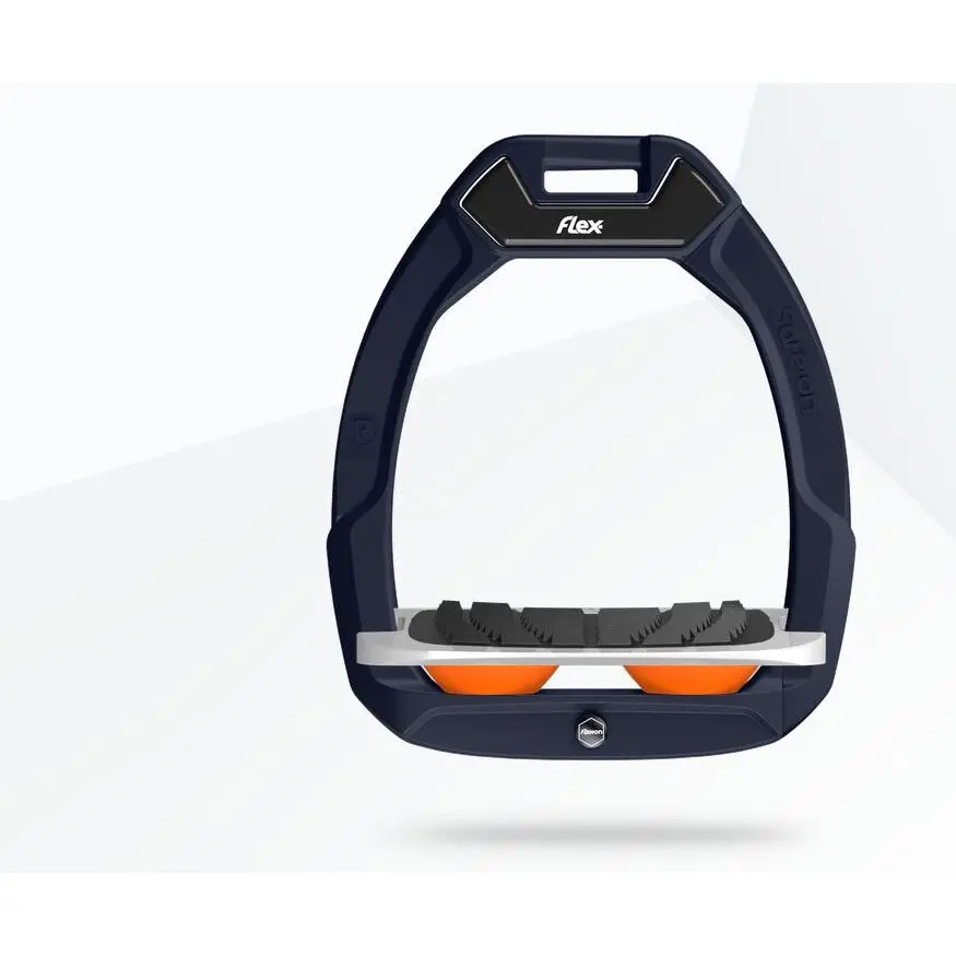 Sicherheitssteigbügel Reiten Schräggriff Braun/Grau/Orange Flex-On Safe-On