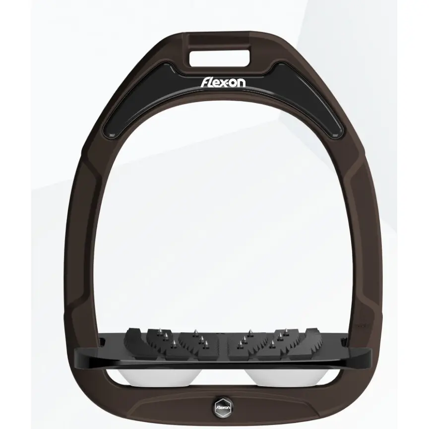 Sicherheitssteigbügel Reiten Schräg Grip Braun/Schwarz/Weiß Flex-On Safe-On