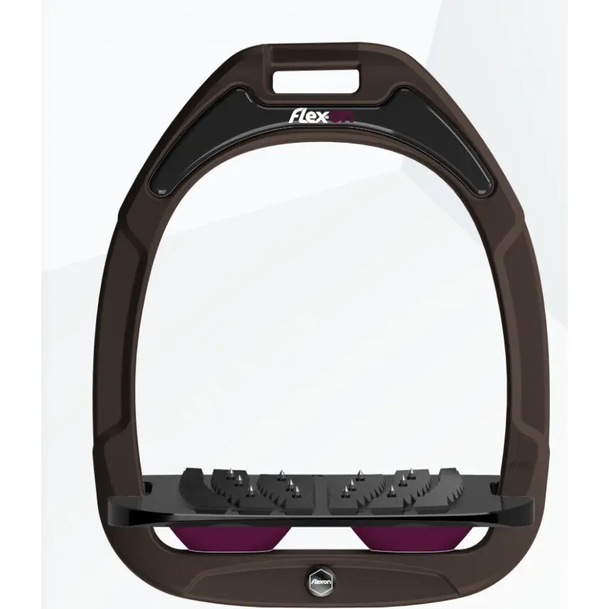 Étriers de sécurité d’équitation Incliné Grip Marron/Noir/Prune Flex-On Safe-On