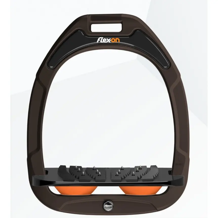 Étriers de sécurité d’équitation Incliné Grip Marron/Noir/Orange Flex-On Safe-On