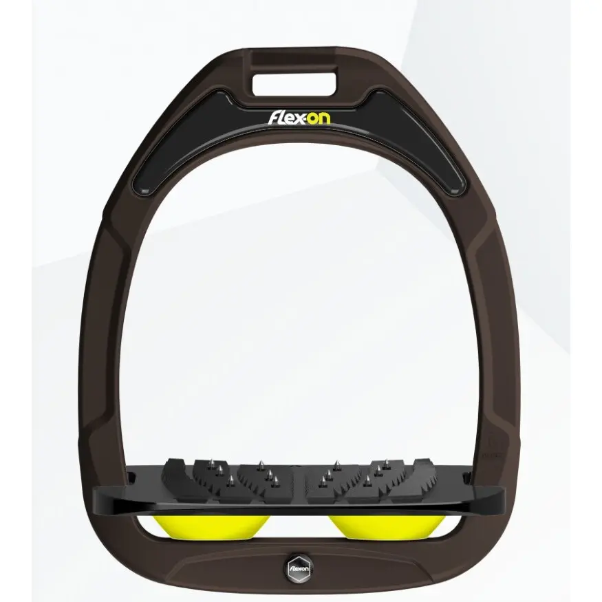 Étriers de sécurité d’équitation Incliné Grip Marron/Noir/Jaune Flex-On Safe-On