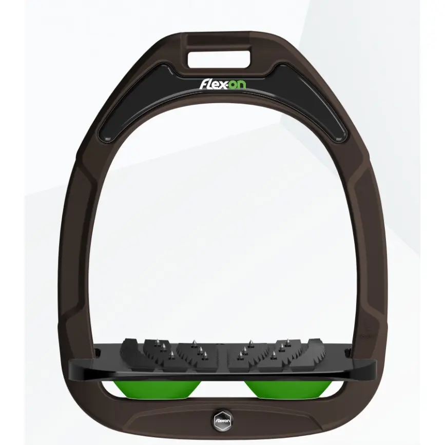 Sicherheitssteigbügel Reiten Neigung Grip Braun/Schwarz/Grün Flex-On Safe-On