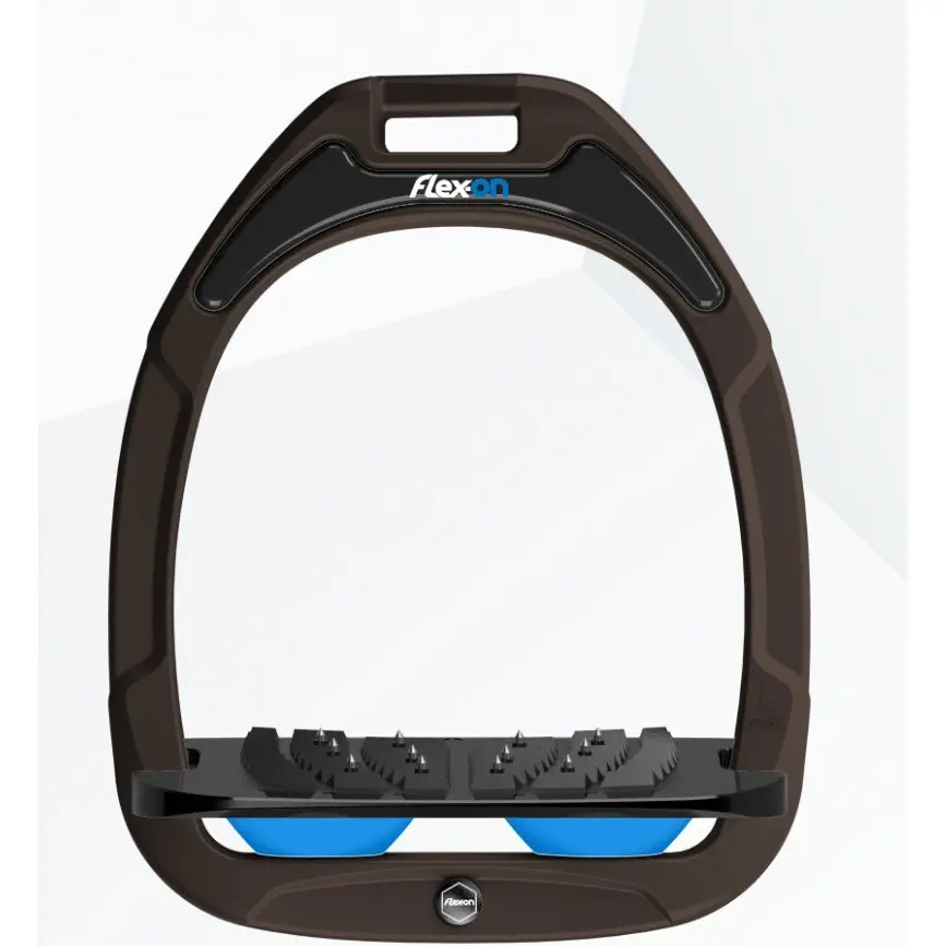 Reit-Sicherheitsteigbügel Neigung Grip Braun/Schwarz/Blau Flex-On Safe-On