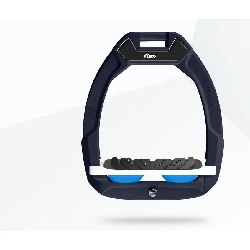 Sicherheitsreitsteigbügel Neigungs Ultra Grip Braun/Weiß/Blau Flex-On Safe-On