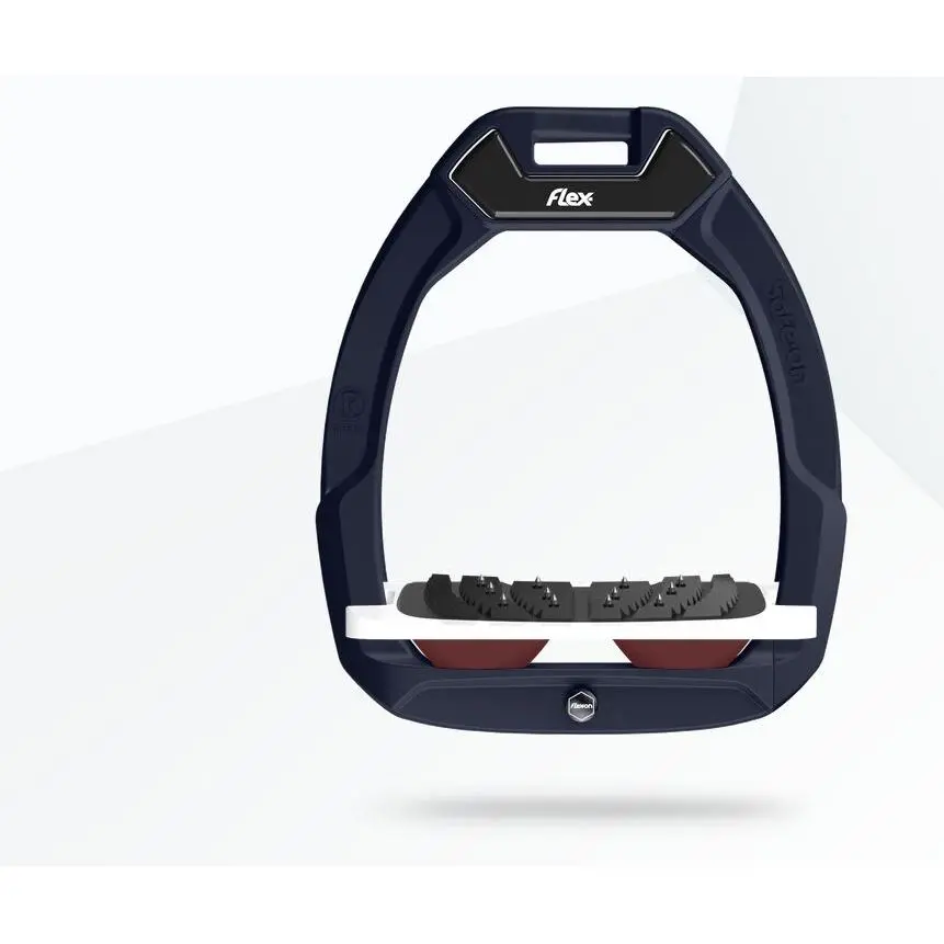 Sicherheitsreitersteigbügel Ultra Grip schräg Braun/Weiß/Rot Flex-On Safe-On