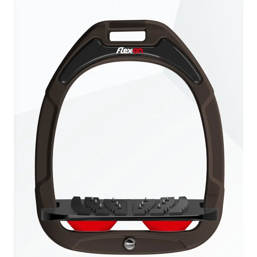 Meilleurs prix pour Étriers de sécurité d’équitation Incliné Ultra Grip Marron/Noir/Rouge Flex-On Safe-On