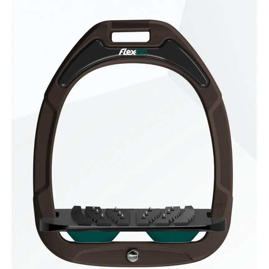 Étriers de sécurité d’équitation Incliné Ultra Grip Marron/Noir/Vert Flex-On Safe-On