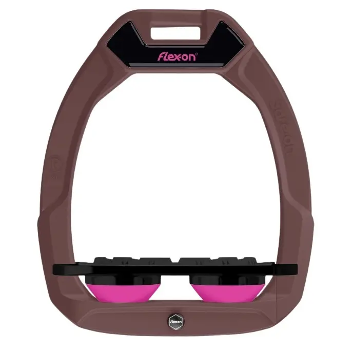 Comparer les prix de Étriers de sécurité d’équitation Plat Grip Marron/Noir/Rose Flex-On Safe-On