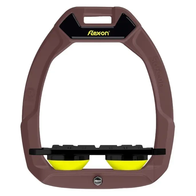 Sicherheitsreitsteigbügel Plat Grip Braun/Schwarz/Gelb Flex-On Safe-On