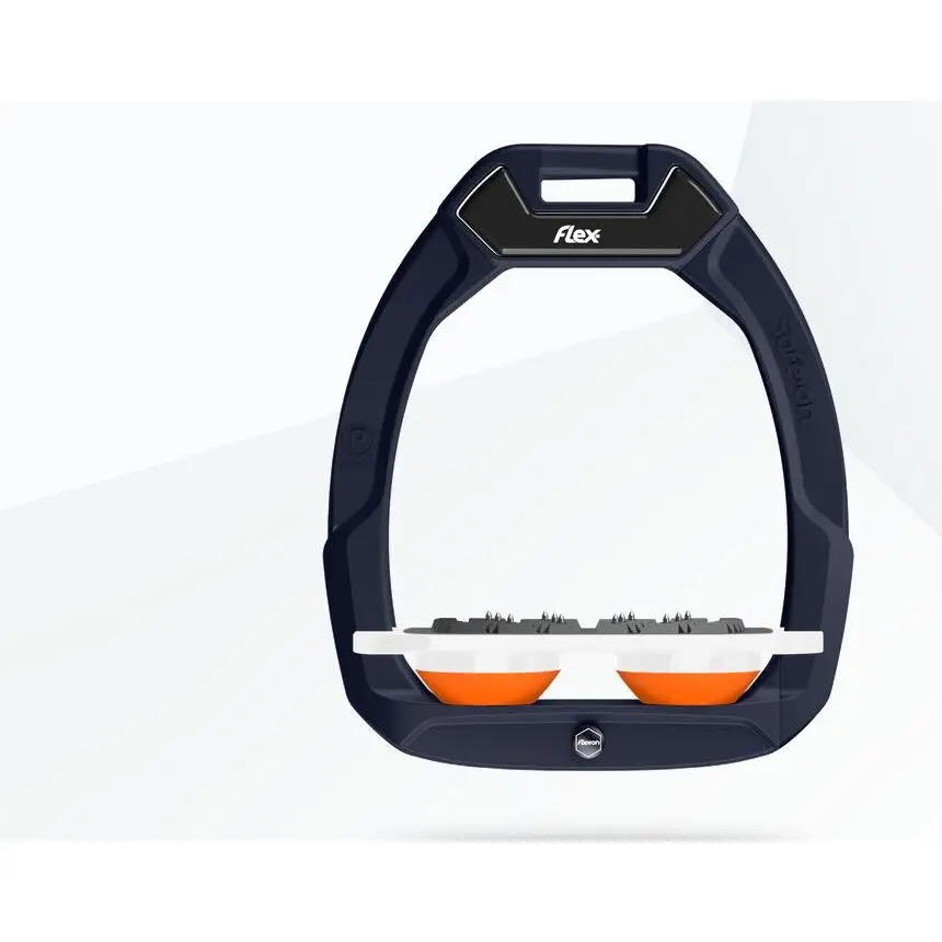 Sicherheitssteigbügel Reiten Flach Ultra Grip Braun/Weiß/Orange Flex-On Safe-On