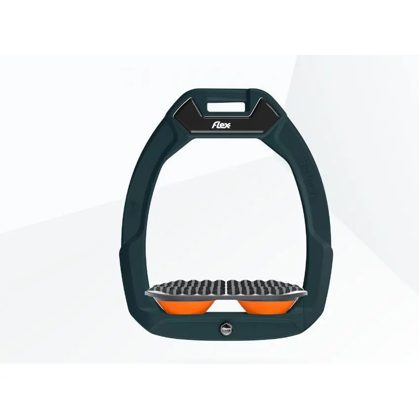 Sicherheitssteigbügel für den Pferdesport Endurance Grün/Grau/Orange Flex-On Safe-On