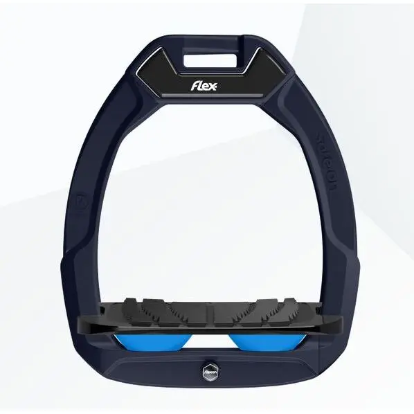 Schräg-Sicherheitseisen Reitbedarf Grip Grün/Schwarz/Blau Flex-On Safe-On