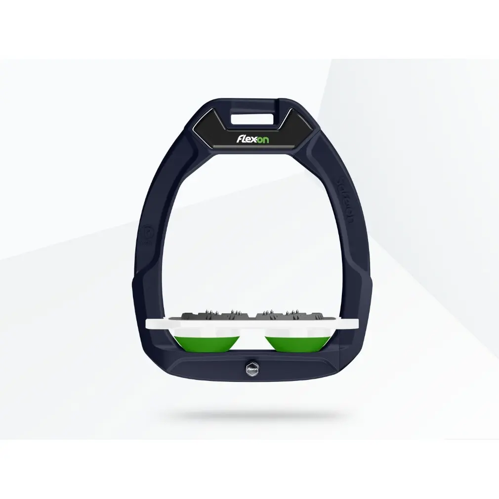Sicherheitssteigbügel Pferdesport Flach Ultra Grip Grün/Weiß/Grün Flex-On Safe-On