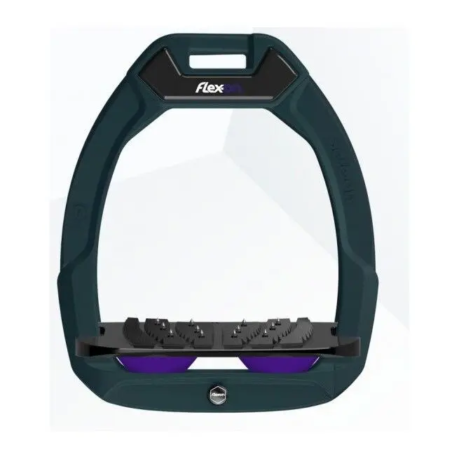 Sicherheitssteigbügel Reiten Flach Ultra Grip Grün/Schwarz/Violett Flex-On Safe-On
