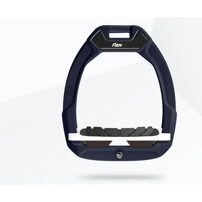 Sicherheitssteigbügel Reiten Neigungsgriff Blau/Weiß/Braun Flex-On Safe-On