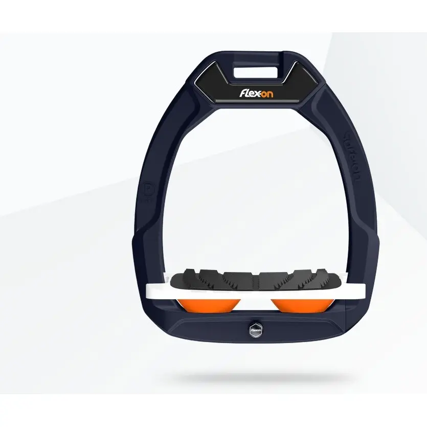 Sicherheitssteigbügel Reitwinkel Grip Blau/Weiß/Orange Flex-On Safe-On