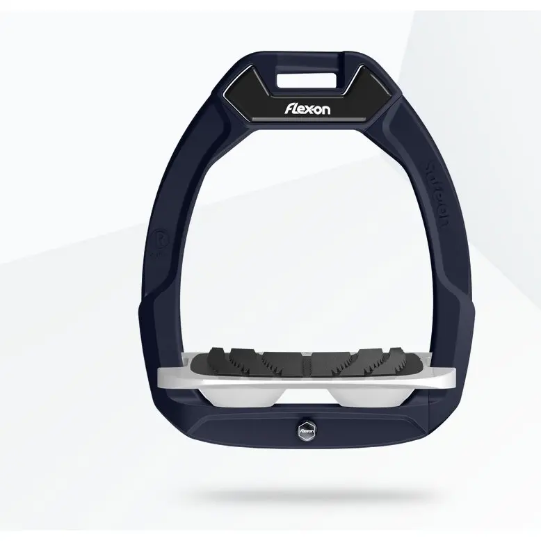 Sicherheitspferdetrensen mit geneigtem Grip Blau/Grau/Weiß Flex-On Safe-On
