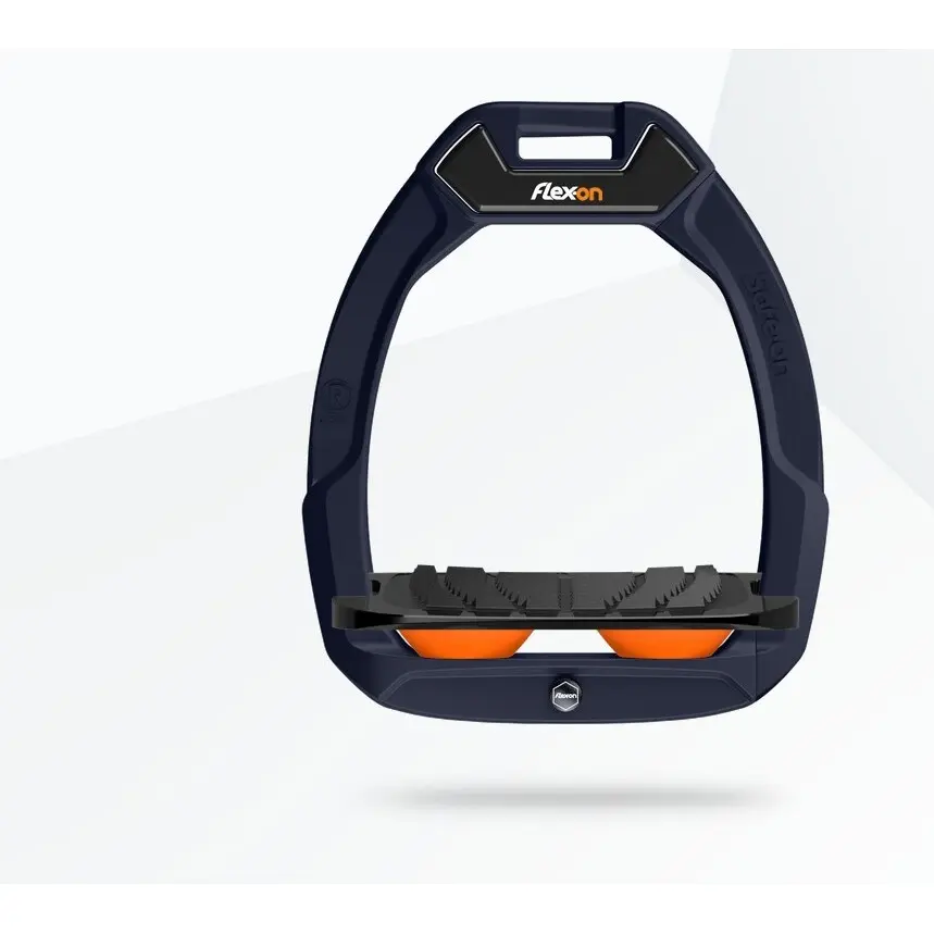 Sicherheitssteigbügel Reiten Schräg Grip Blau/Schwarz/Orange Flex-On Safe-On