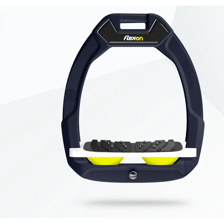 Sicherheitssteigbügel Reiten Neigungs Ultra Grip Blau/Weiß/Gelb Flex-On Safe-On