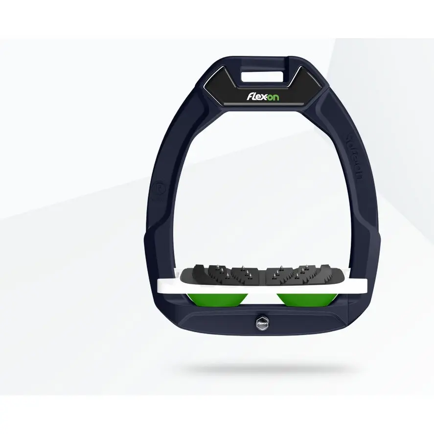 Sicherheitssteigbügel Reitern Neigbar Ultra Grip Blau/Weiß/Grün Flex-On Safe-On